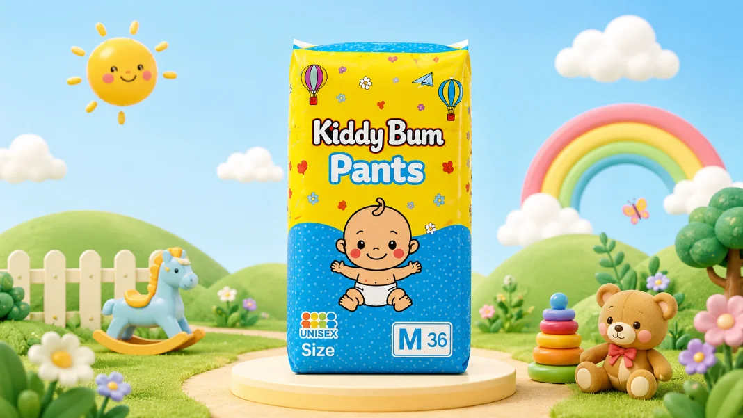 Kiddy Bum baby diaper pants pack with mother and baby