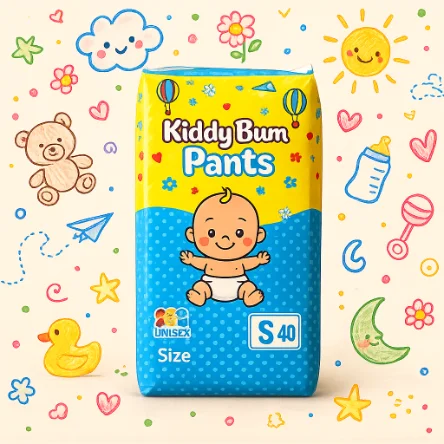 Kiddy Bum Small size diaper pants pack, 40 pieces